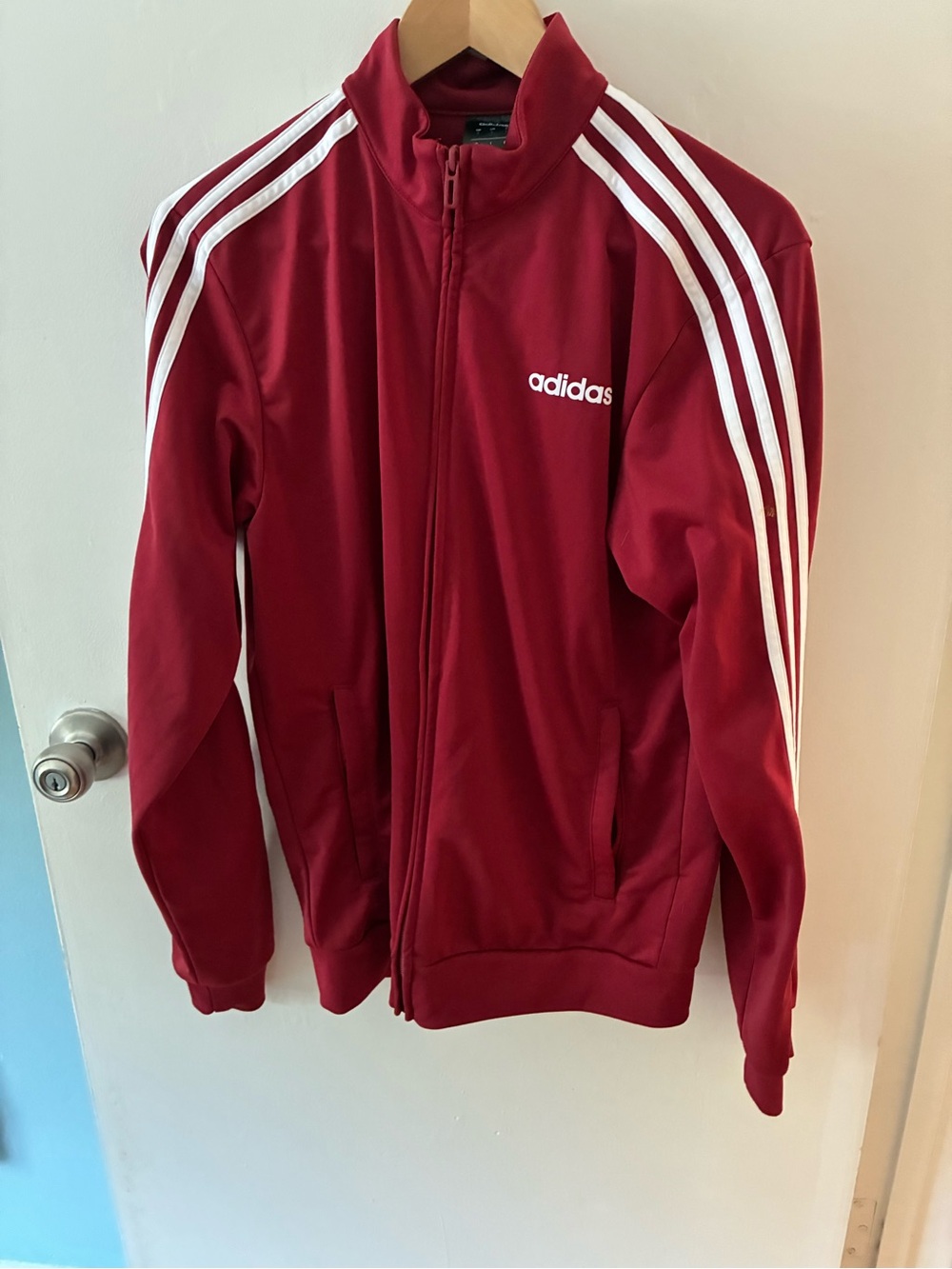 adidas Red Track Jacket with White 3-Stripes